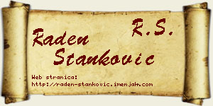 Raden Stanković vizit kartica